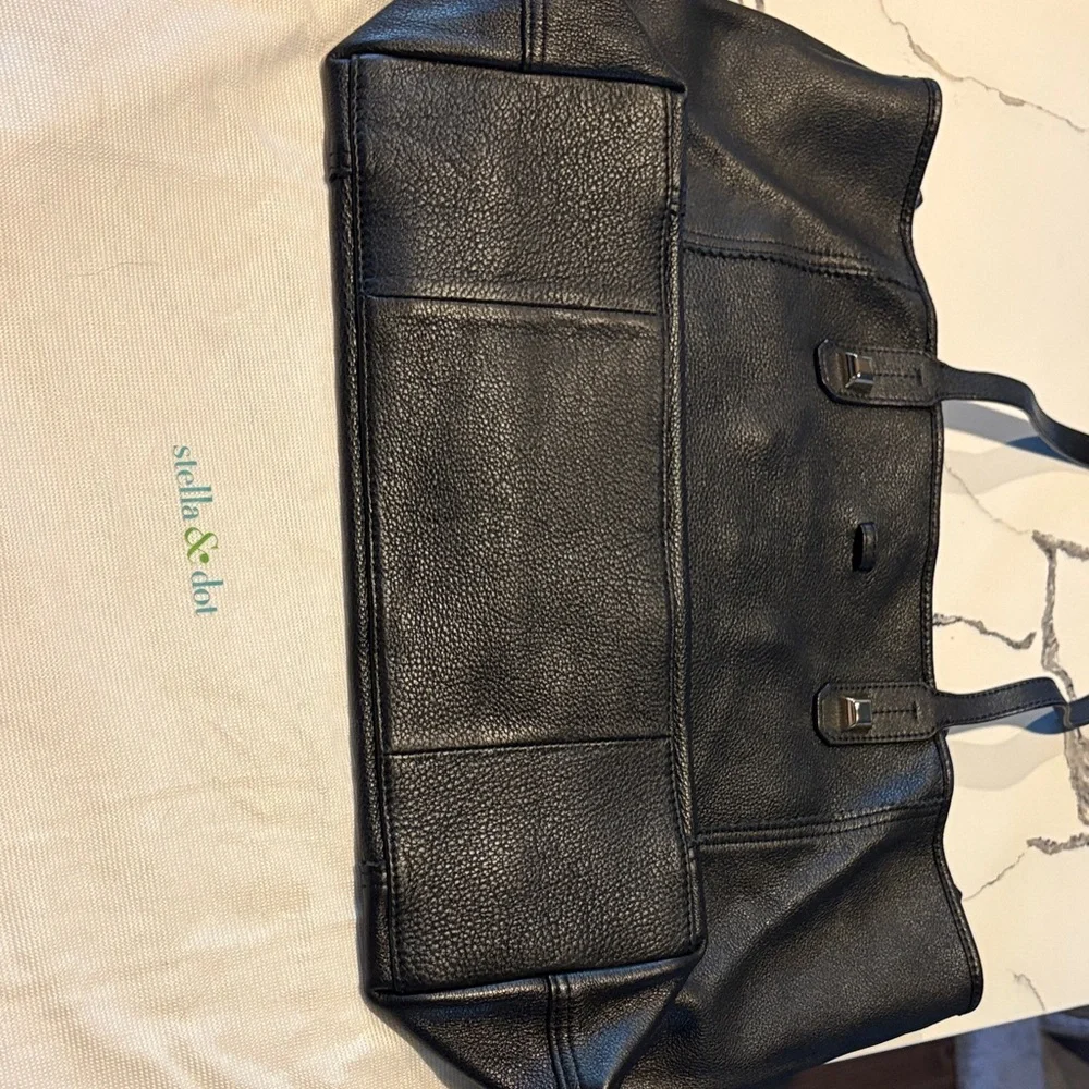 Stella & Dot Black Pebbled Leather Tote - Picture 4 of 4